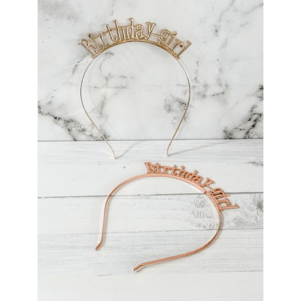 Rose Gold "Birthday Girl" Headband Tiara - Picture 11 of 13